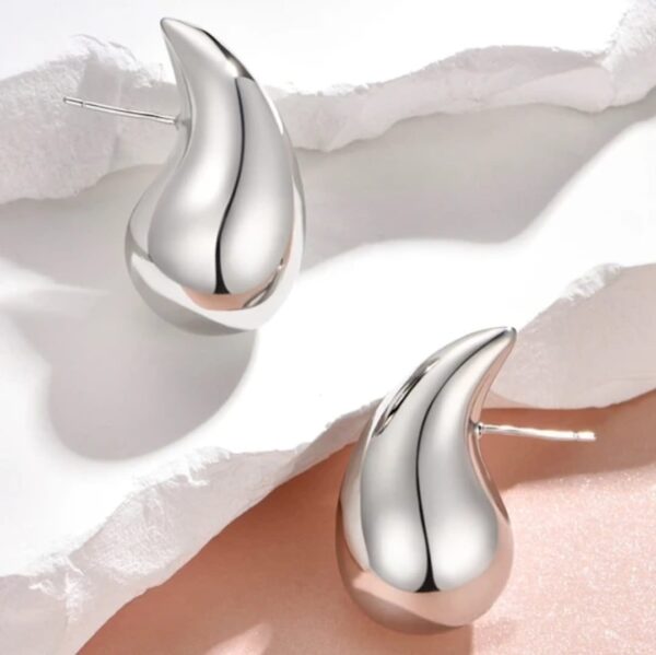 Waterdrop Chunky Hoop Earrings Dupes for Women Lightweight Gold Plated Smooth Hollow Tear Drop Earring Jewelry - Image 2