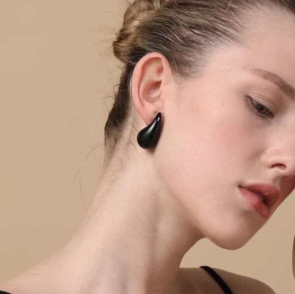 Teardrop Earrings for Women Black - Image 2